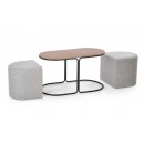 Комплект HALMAR PAMPA (стол журнальный + 2 пуфа) орех/черный, серый